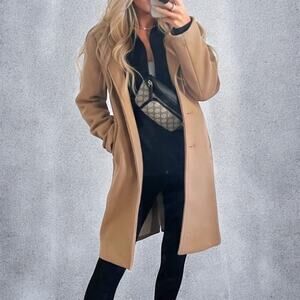 Abercrombie & Fitch Tan Camel Wool Blend The Dad Coat Medium